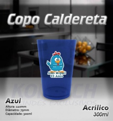 Copo Caldereta Acrílico Azul 300 ml